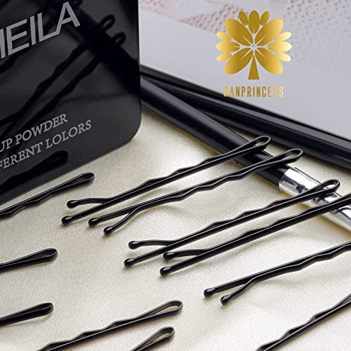 KANPRINCESS 100PCS Black Bobby Pins for All Hair Types