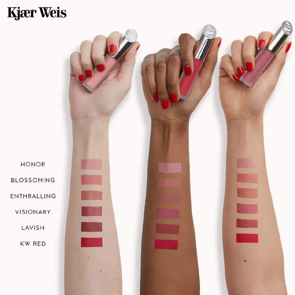 Kjaer Weis Matte Liquid Lipstick - Long Lasting Lipstick for Women, Pale Pink Nude Lip Stain - Glides on like Lip Gloss. Smudge Proof with Soft Matte Lip Stick Finish. Organic Makeup (Honor Iconic)