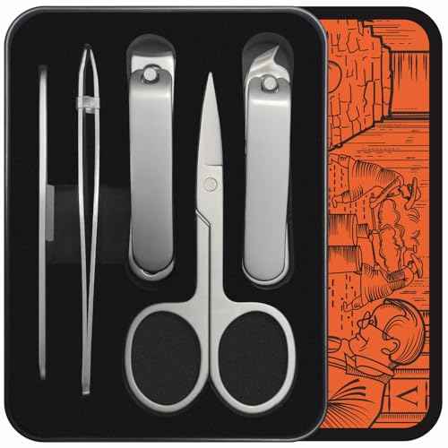Konovo 5-Piece Nail Clippers Set, Stainless Steel Manicure Set, Travel Nail Grooming Kit for Men & Women, Toenail & Fingernail Clippers