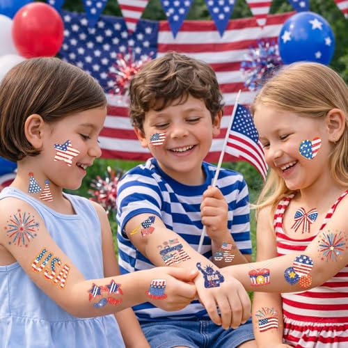 120 Pcs Patriotic Temporary Tattoos for Kids 4th of July