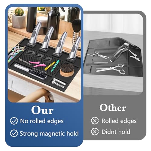Magnetic Barber Mat with 4 Slots for Clippers & Scissors