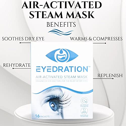 Eyedration Air-Activated Eye Steam Mask l Dry Eye Relief l Disposable Heated Eye Mask l Gentle, Soothing and Hydrating l No Microwave Needed l Convenient and Lightweight