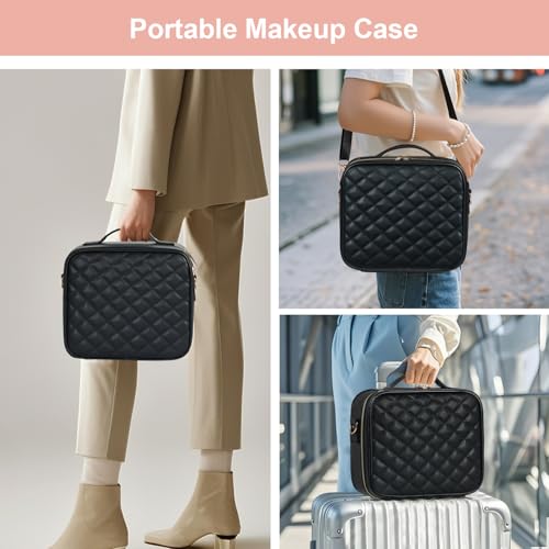 Makeup Bag with LED Mirror & USB Charging, 10" Cosmetic Organizer
