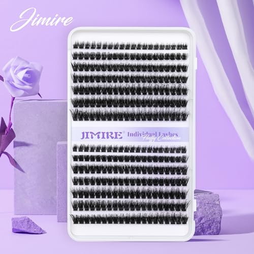 JIMIRE Fluffy Lash Clusters Volume Wispy 50D Thick Mink Eyelash Clusters D Curl 9-16mm Cluster Eyelash Extensions 280Pcs Individual Lashes Beginners Friendly Cluster Eyelash Extensions