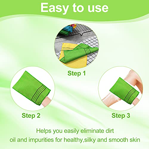 Tatuo 12-Pack Korean Exfoliating Mitts, Viscose Rayon Body Scrub