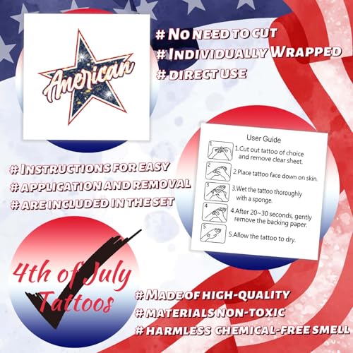 120 Pcs Patriotic 4th of July Temporary Tattoos - Star Designs