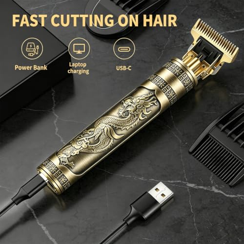 Professional Cordless Hair Trimmer for Men with 4 Guide Combs
