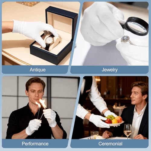 42-Pack White Cotton Gloves for Dry Hands & Eczema - Unisex Sleep SPA Gloves