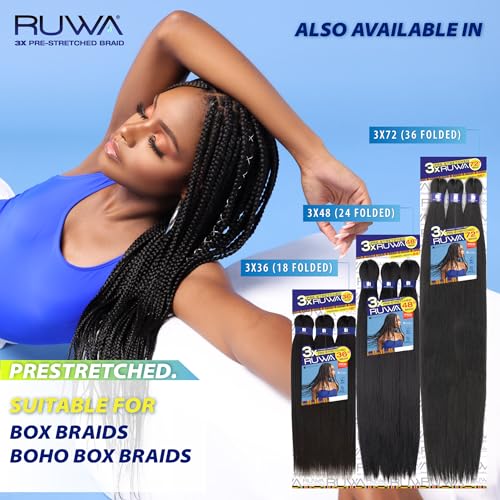 Sensationnel Ruwa prestretched braiding hair - 2x ruwa 30inch water repellent kanekalon fast dry synthetic braid in hair extensions - 2x Ruwa 30 inch (1 pack, PURPLE)