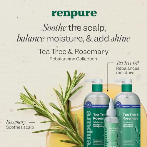 Renpure Tea Tree & Rosemary Shampoo and Conditioner Set, 24 Fl Oz