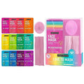 Freeman Facial Love To Mask Variety Pack: Oil Absorbing Clay, Detoxifying Charcoal, Clearing Peel Off, Hydrating Gel Cream, Exfoliating Scrub (14 Piece Kit with Bonus Buffer and Headband)