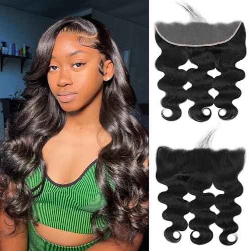 13x4 Lace Frontal Closure Body Wave Ear to Ear Transparent HD Lace Frontal 14 Inch Brazilian Virgin Human Hair Frontal Pre Plucked With Baby Hair Natural Black