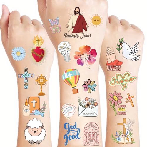 96 PCS Christian Temporary Tattoos - Jesus & Bible Verse