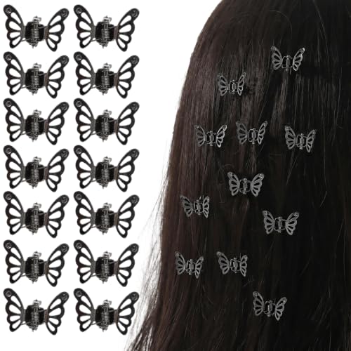 30 Pcs Mini Hollow Butterfly Hair Clips for Bangs - Gun Black