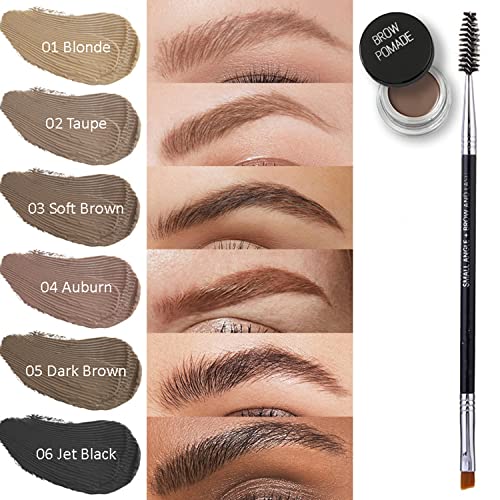 MAEPEOR Matte Eyebrow Pomade 6 Colors Creamy Smooth Full-pigmented Brow Pomade Long Lasting Waterproof Cream Brow Gel with Eyebrow Brush (Matte, 01 Blonde)