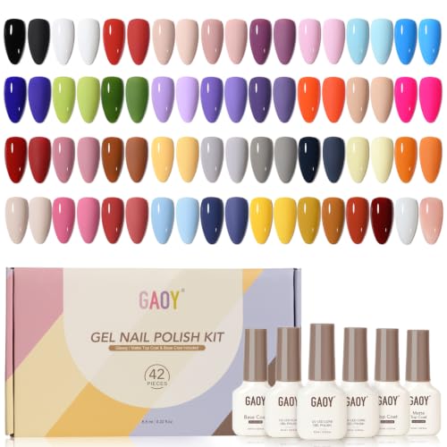 GAOY 42-Piece Gel Nail Polish Set with Base, Glossy & Matte Top Coats