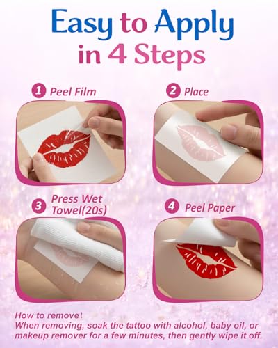 75 Love Temporary Tattoos - Waterproof Heart Rose Designs for Bachelorette Party