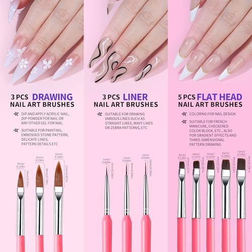 Fandamei 26-Piece Nail Art Tools Set - Brushes, Dotting Tools & Palette