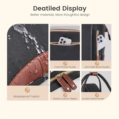 LOVEVOOK 15.6" Laptop Backpack for Women, Waterproof Work Bag