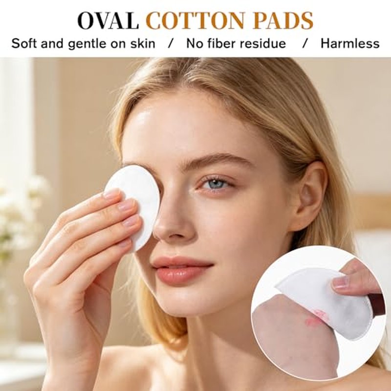 100 Pcs Large Oval Cotton Pads, Soft Lint-Free Makeup Remover