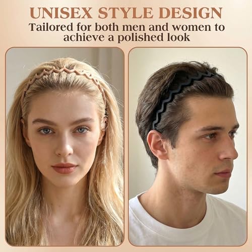 Women & Men Zig Zag Non-Slip Wavy Headbands - 4 Pack Hair Accessories