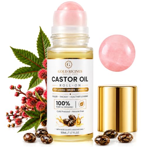 Organic Castor Oil Rose Quartz Roller Ball 50ml