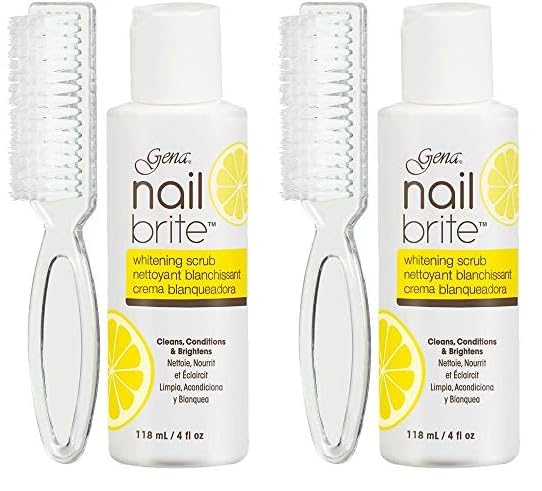 Gena Nail Brite Whitening Scrub with Brush, Cleans Conditions & Brightens Nails, 4 oz (Pack of 2)