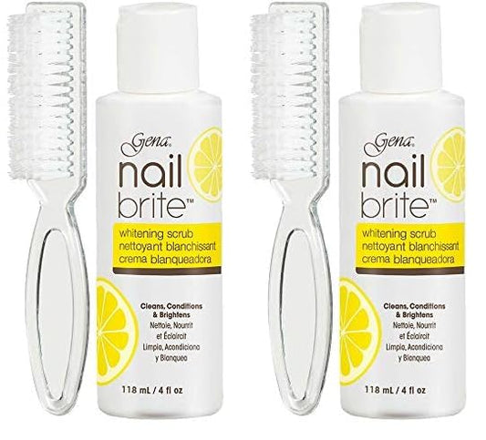 Gena Nail Brite Whitening Scrub with Brush, Cleans Conditions & Brightens Nails, 4 oz (Pack of 2)