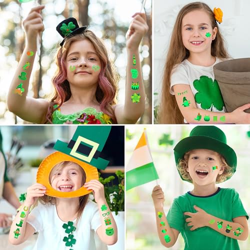 12 Sheets Glow in The Dark St Patricks Temporary Tattoos for Irish St. Patricks Day Luminous Party Shamrock Decorations Favors Goodie Bag Fillers Tattoo Stickers for Adult Q1003