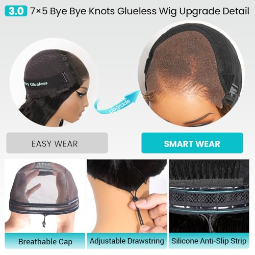 Ashimary Body Wave Bob Wig 14" Glueless Human Hair 7x5 Lace