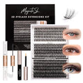 Magnetic SL 320pcs Lash Extensions Kit 40D 50D 100D - DIY False Lash Clusters with Bond+Seal, Remover, Applicator (11-20mm) - Includes 3 Styles