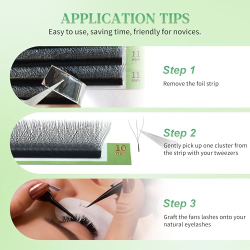 W Eyelash Extensions 3D Volume Premade Fan Natural Soft Matte Lash Professional Salon Supplies (3D,0.07,C,12mm)