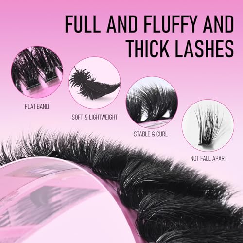 240Pcs D Curl Fluffy Lash Clusters 14-20mm DIY Extension Kit