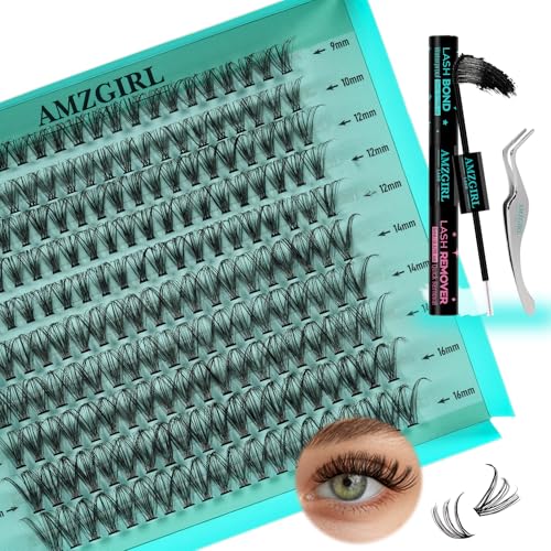 Lash Extension Kit 200PCS Lash Clusters Mix Eyelash Extension Kit with Waterproof Lash Bond and Remover,Individual Lashes with Lash Tweezers for Beginners at Home(30D,D-Mix9-16mm)