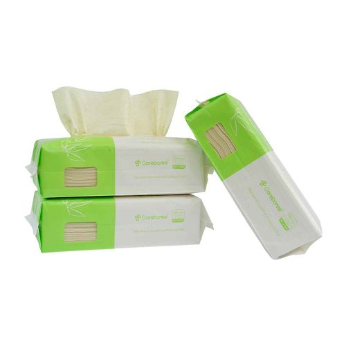 300 Count Careboree Unbleached Baby Dry Wipes Dry Unscented Multi-Purpose Cotton Tissue