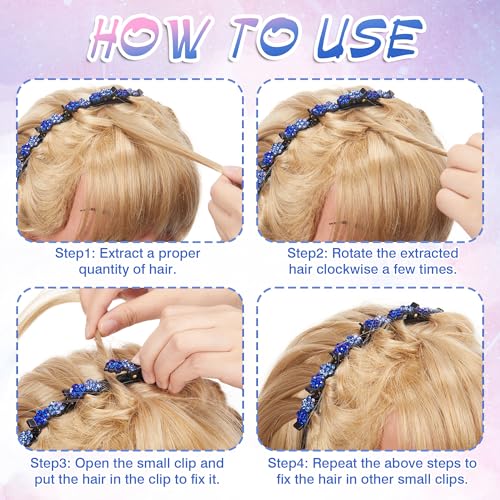 Suncalla Crystal Flower Rhinestone Headbands 12 Pack for Women Girls
