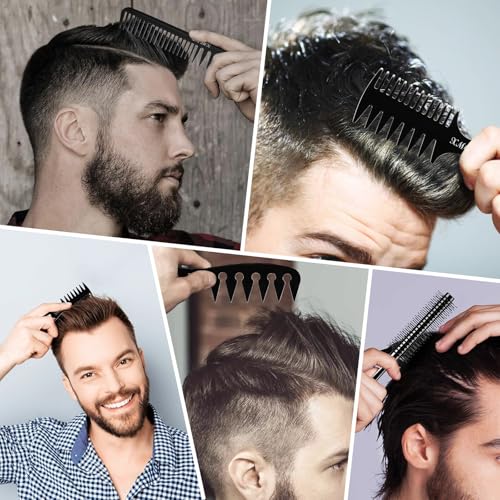 8pcs Hair Comb for Men Curly Hair Brush, Quiff Roller Brush for Adding Volume, Vent Brush Texture Comb Men Styling Comb Wide Tooth Design for Unique Styles at Salon or Home