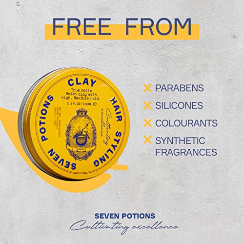 SEVEN POTIONS Hair Clay - High Hold Matte Finish for Men & Women