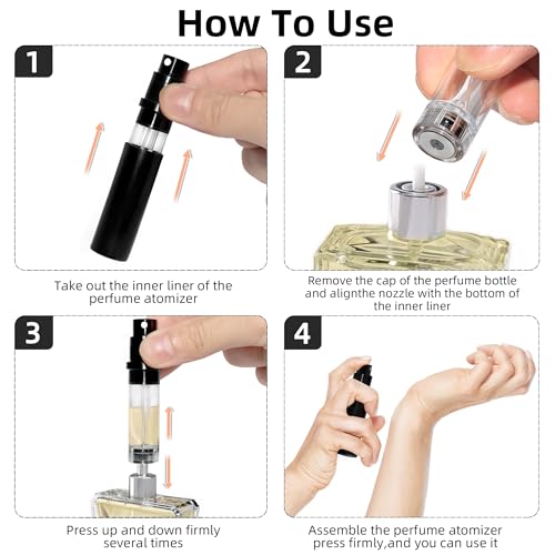 AA01BK Perfume Refillable Bottle 10ml Bottom Refill Portable Purse Atomizer, Cologne Travel Perfume Spray Bottle for Outgoing and Traveling(black)