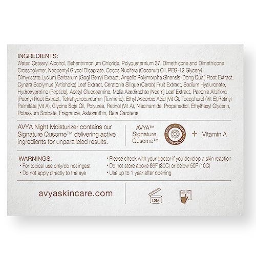 AVYA Night Moisturizer (1.7oz) - Advanced Ayurvedic Skincare/Retinol Cream with Antioxidants/Reduces Fine Lines and Wrinkles