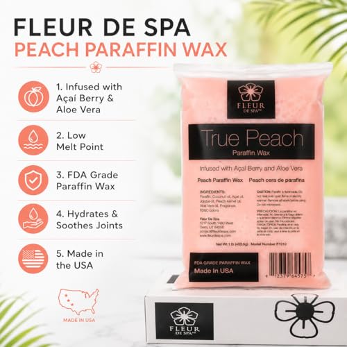 Fleur De Spa Paraffin Wax Refills - Peach Fragrance, 6 lb (Six 1 lb Bars)