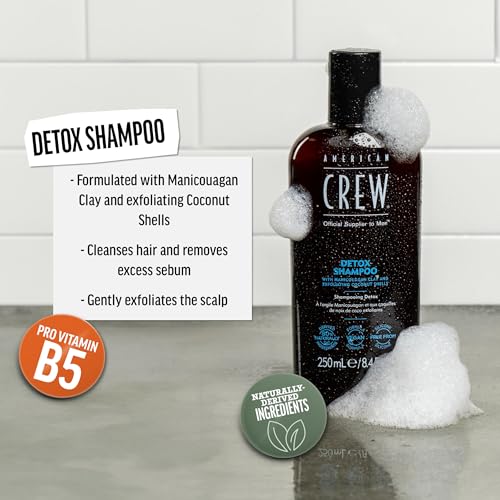 American Crew Detox Shampoo for Men, Naturally Derived, Vegan Formula, Citrus Mint Fragrance, 8.45 Fl Oz