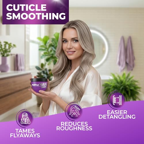 BINGO HAIR CARE Purple Hair Mask for Blonde Silver Gray Toning - Sulfate Free, Deep Conditioner, Anti-Yellow, 8.45 Fl Oz