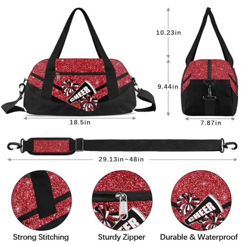 Kids Red Glitter Duffel Bag for Sports & Travel - OMFUNS