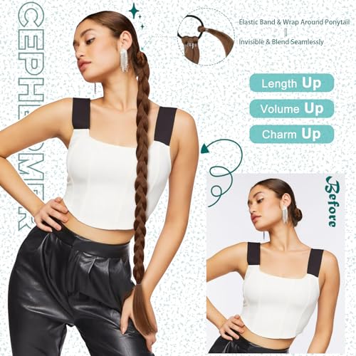 Braided Ponytail Extension 26-30" Synthetic Hair Dark Black