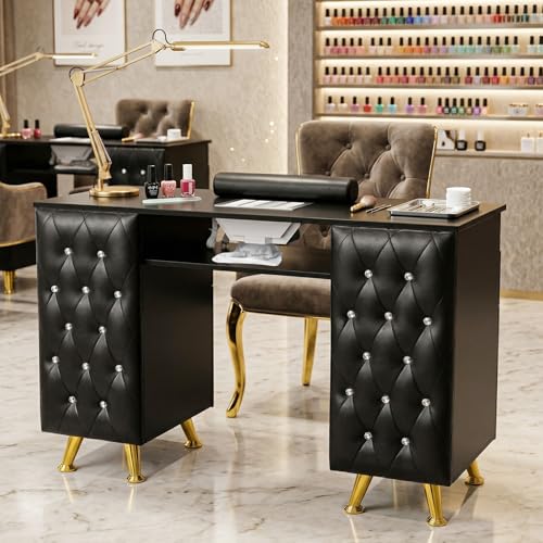 OmySalon Manicure Table with Built-in Dust Collector & Storage