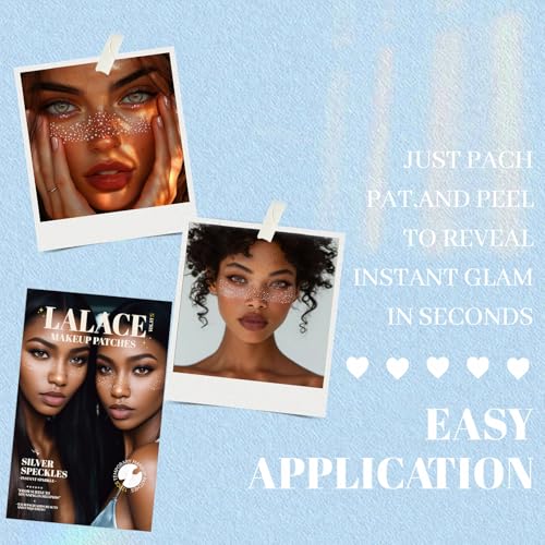 LALACE Glitter Freckles Face Tattoo ? Sparkle Freckle Temporary Tattoo, Waterproof Face Glitter for Women, Face Sparkles & Face Freckles Glitter Makeup Accessories (12pcs Silver Star)
