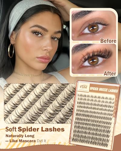 Spider Breeze D Curl Lash Clusters, 8-16mm Wispy Eyelash Extensions