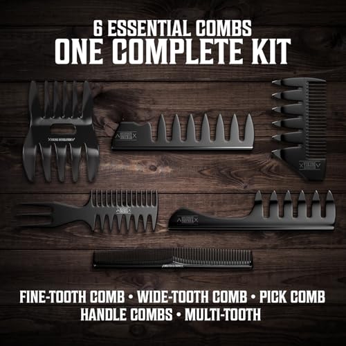 Viking Revolution 6-Piece Hair Comb Set for Men - Durable Styling Tools