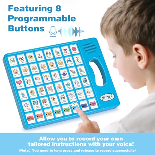 Joyreal Blue AAC Communication Device for Autism & Speech Therapy with 8 Programmable Buttons
